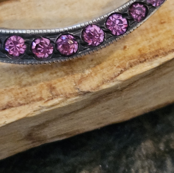 Beautiful Victorian Sterling Pink Stone Cresent Brooch - Picture 7 of 7